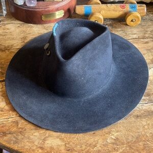 Teressa Folgia blue black beaver 100X flat hat felt fedora Nick fouquet 58-59